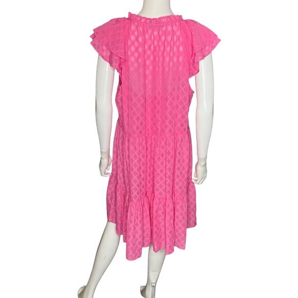 TOMMY HILFIGER Pattern Cap Sleeve Mini Dress Carmine Rose Women’s Sz 14 - Picture 5 of 8
